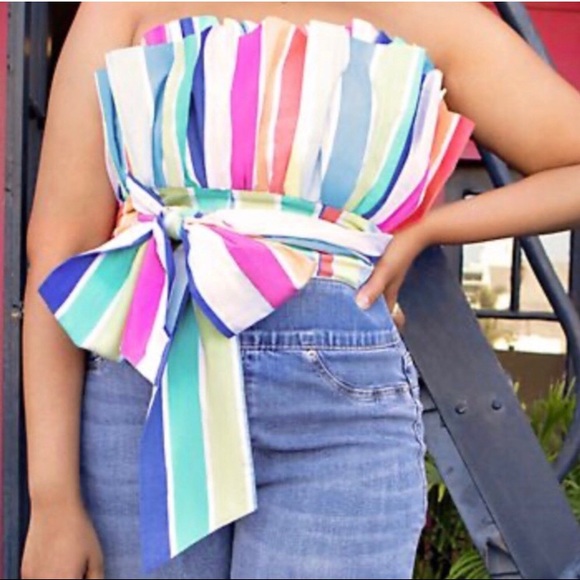 NY & Co Cotton Poplin Striped Cupcake Top - Picture 2 of 6